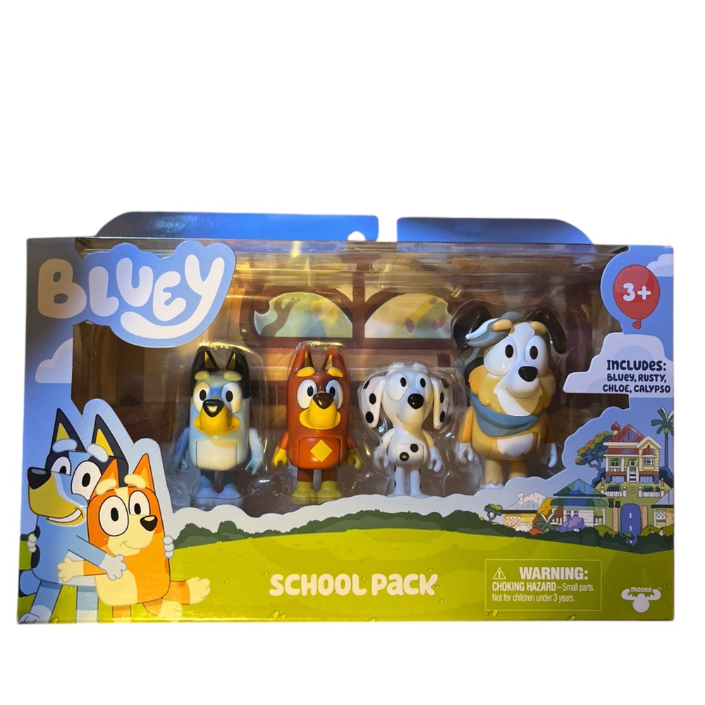 Bluey and Friends 4 Pack of 2.5-3" Poseable Figures School Pack